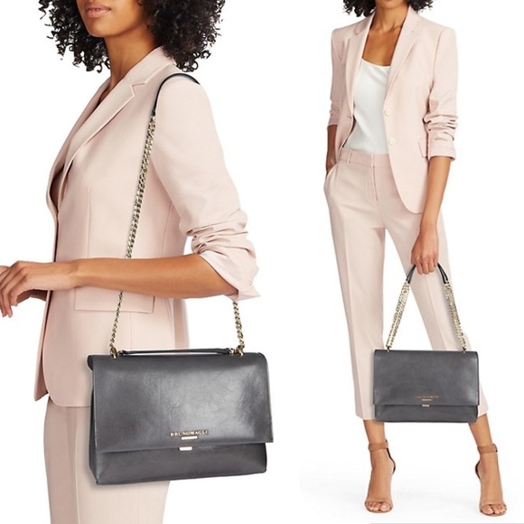 Bruno Magli Handbags - NWT Bruno Magli  Leather & Chain Strap Shoulder Bag in Grey